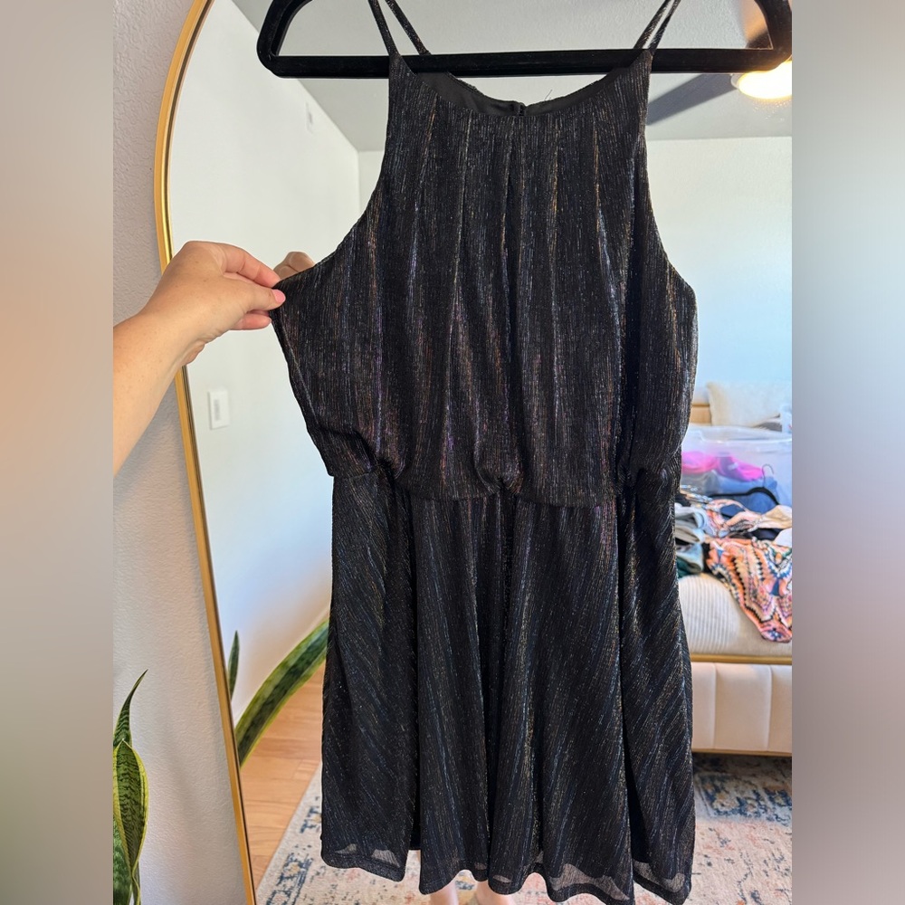 Francesca’s Collection Multi-Shimmer Black Cocktail Dress, Large